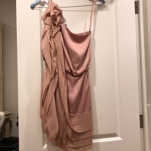 Bcbgmaxazria one shoulder mauve/blush dress size 2